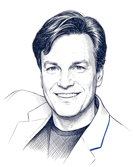Pen-and-ink portrait of Scott B.