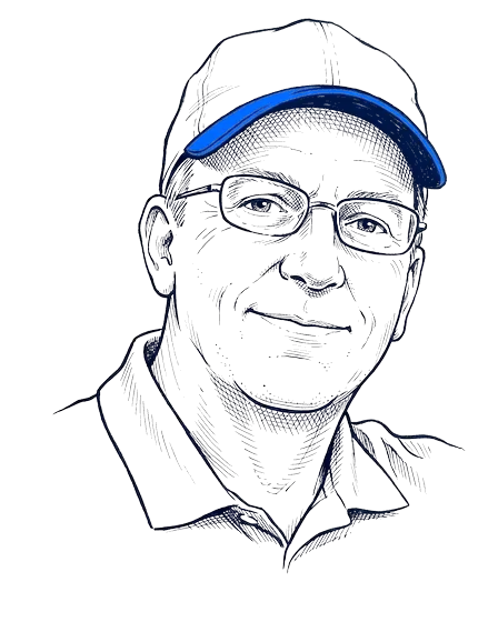 Pen-and-ink portrait of Walt N.